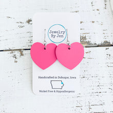 Load image into Gallery viewer, Medium Heart Earrings: Hot Pink