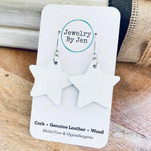 Load image into Gallery viewer, Star Earrings (Medium): White Leather