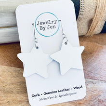 Load image into Gallery viewer, Star Earrings (Medium): White Leather