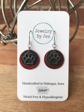 Load image into Gallery viewer, Paw Charm Earrings: Black &amp; Red