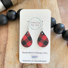 Load image into Gallery viewer, Small Teardrop: Black &amp; Red Buffalo Plaid