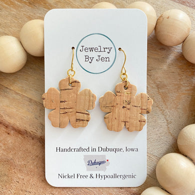Sue’s Forget Me Not Earrings: Cork w/Gold Accents
