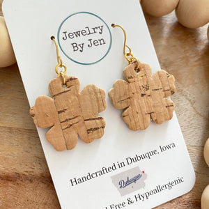 Sue’s Forget Me Not Earrings: Cork w/Gold Accents