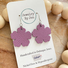 Load image into Gallery viewer, Sue’s Forget Me Not Earrings: Lilac Saffiano