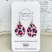 Load image into Gallery viewer, Small Teardrop: Black &amp; Pink Leopard