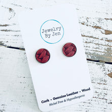 Load image into Gallery viewer, Stud Earrings: Burgundy Braided