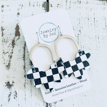Load image into Gallery viewer, Split Flower Earrings: Black &amp; White Checkered