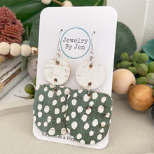 Load image into Gallery viewer, Boho Dangle Earrings: Green Spots