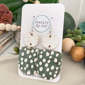Boho Dangle Earrings: Green Spots