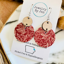 Load image into Gallery viewer, Luna Earrings (Medium Size): Cranberry w/Cream Leaves