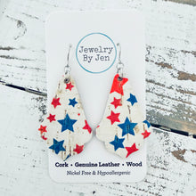 Load image into Gallery viewer, Chandelier Earrings: Red, White &amp; Blue Stars