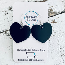 Load image into Gallery viewer, Medium Heart Earrings: Black