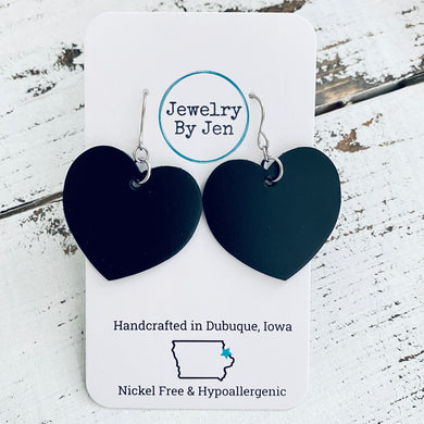 Medium Heart Earrings: Black