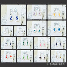 Load image into Gallery viewer, Small Teardrop Earrings: White w/Awareness Ribbon