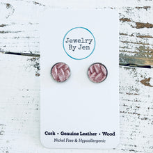 Load image into Gallery viewer, Stud Earrings: Pink Chiffon Braided