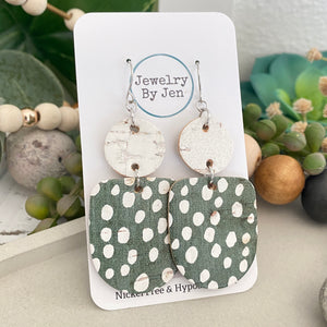 Boho Dangle Earrings: Green Spots