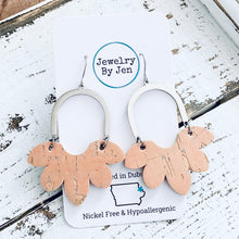 Load image into Gallery viewer, Split Flower Earrings: Peach Cork