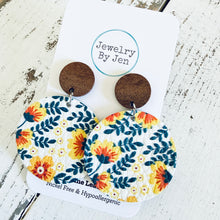 Load image into Gallery viewer, Wood Stud Earring: Golden Jasmine Flowers