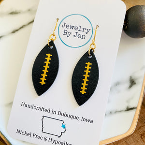 Football (Small): Black w/Gold Glitter Laces