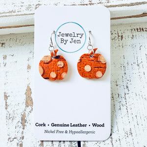 Mini Pumpkin Earrings: Bumpy Orange Cork