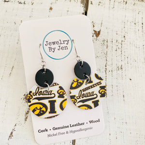 Iowa Hawkeyes Collage "Luna" Earrings (Medium Size)