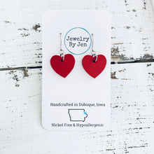 Load image into Gallery viewer, Mini Heart Earrings: Red