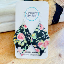 Load image into Gallery viewer, Diva Earrings: Pink Roses on Black
