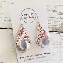 Load image into Gallery viewer, Knot Earrings: Baseball Stitches