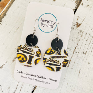 Iowa Hawkeyes Collage "Luna" Earrings (Medium Size)