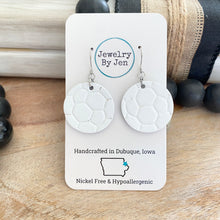 Load image into Gallery viewer, Soccer Ball Earrings (Embossed)