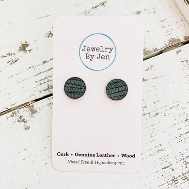 Stud Earrings: Pine Green Palm