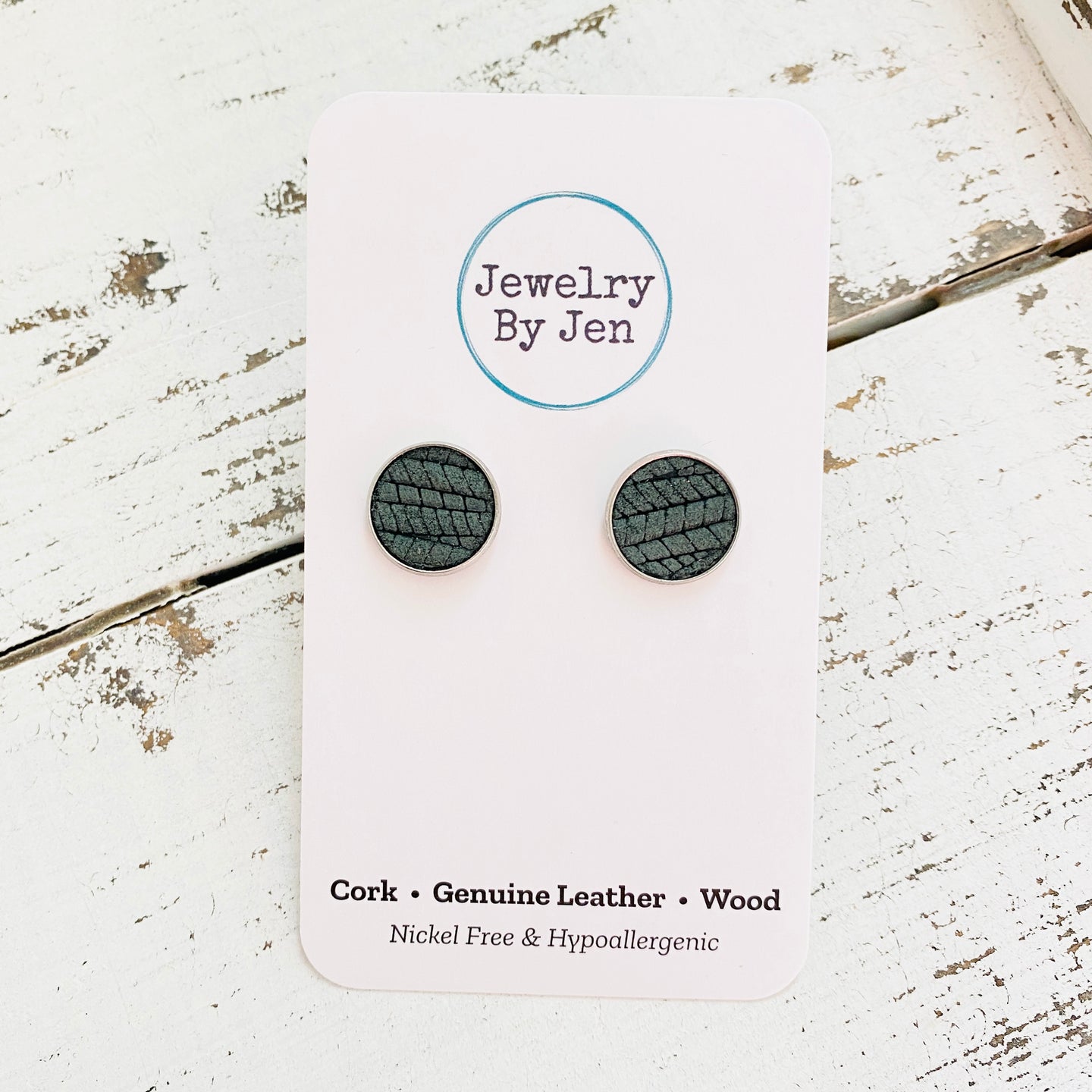Stud Earrings: Pine Green Palm
