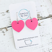 Load image into Gallery viewer, Small Heart Earrings: Hot Pink