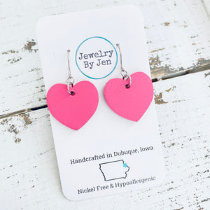 Small Heart Earrings: Hot Pink