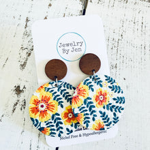 Load image into Gallery viewer, Wood Stud Earring: Golden Jasmine Flowers