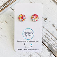Load image into Gallery viewer, Stud Earrings: Hot Pink Confetti Cork