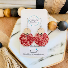 Load image into Gallery viewer, Luna Earrings (Medium Size): Cranberry w/Cream Leaves