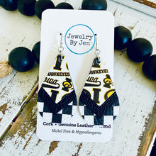 Load image into Gallery viewer, Iowa Hawkeyes Triple Stacked Teardrop Earrings:Collage &amp; Checkerboard