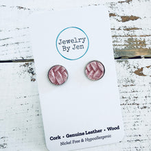 Load image into Gallery viewer, Stud Earrings: Pink Chiffon Braided