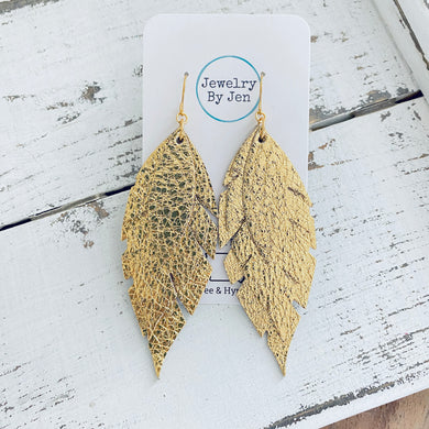 Jagged Feather Earrings: Gold