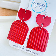 Load image into Gallery viewer, Embossed Arch Earrings: Red