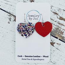 Load image into Gallery viewer, Small Heart Earrings: Jeweled Confetti Glitter
