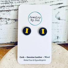 Load image into Gallery viewer, Iowa Hawkeyes “I” Black Stud Earrings