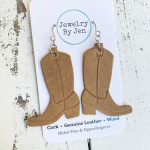 Cowgirl Boot Earrings: Tan