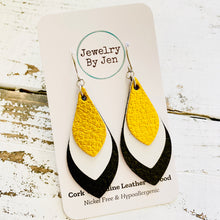 Load image into Gallery viewer, Skinny Teardrop Earrings: Metallic Yellow/White/Black