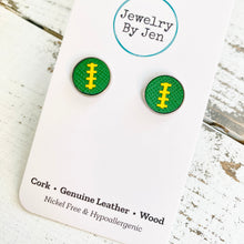 Load image into Gallery viewer, Stud Earrings: Green &amp; Yellow Football