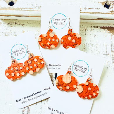 Small Pumpkin Earrings: Bumpy Orange Cork