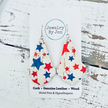 Load image into Gallery viewer, Chandelier Earrings: Red, White &amp; Blue Stars