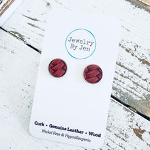 Load image into Gallery viewer, Stud Earrings: Burgundy Braided