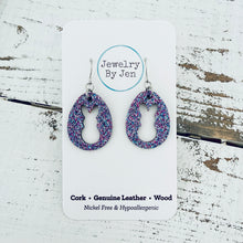 Load image into Gallery viewer, Easter Bunny Cutout Earrings: Aurora Purple Fine Glitter